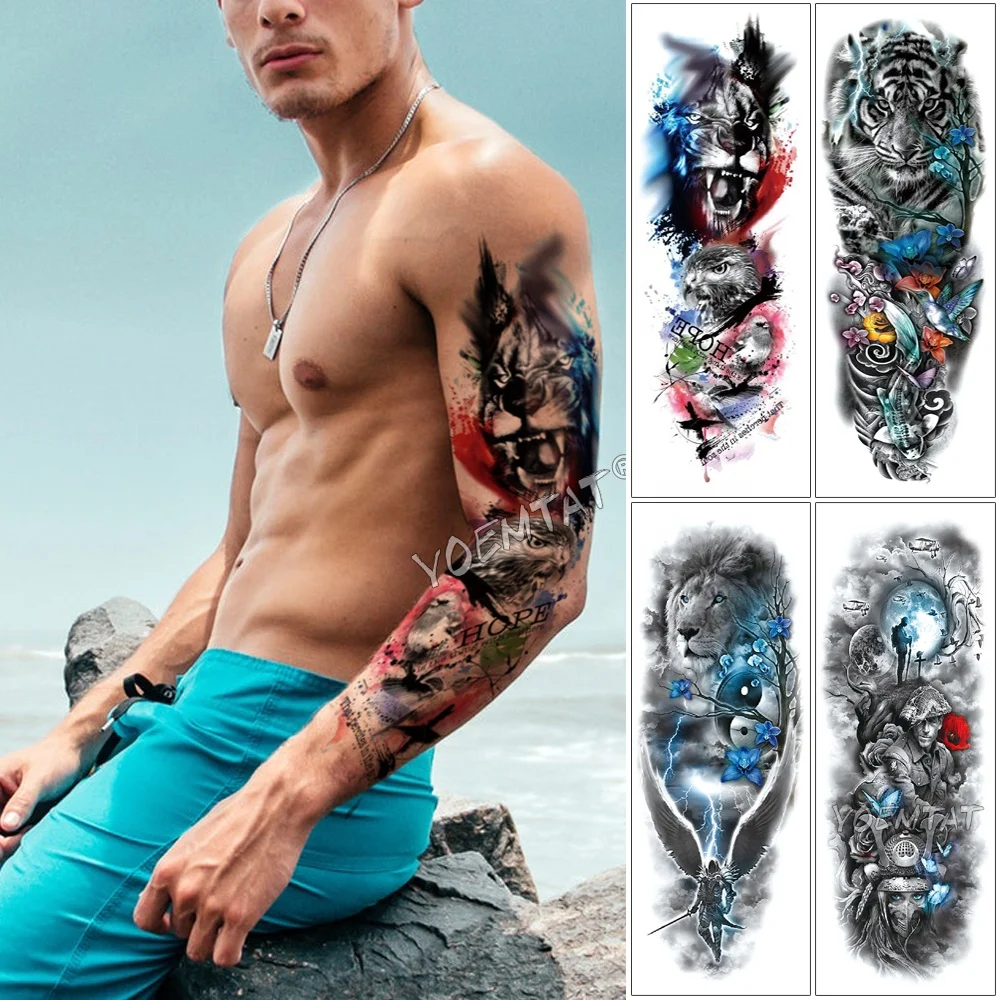

New Fashion Sex Totem Temporary Tattoos Full Arm Water Transfer Tattoo Sticker for Men, Cmyk