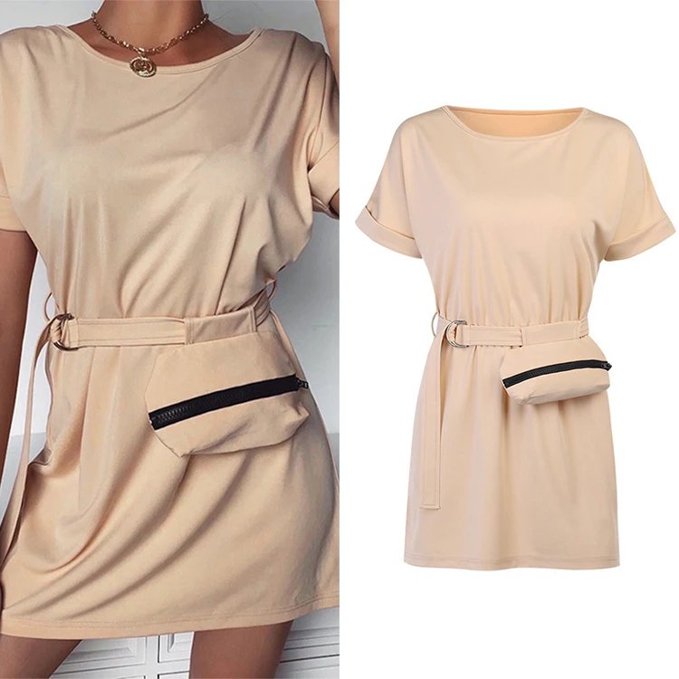 

Brief Short Sleeve Elegant Cotton Casual Dresses Sexy Women Dresses Women Lady Elegant Sexy With Bag, Customized color