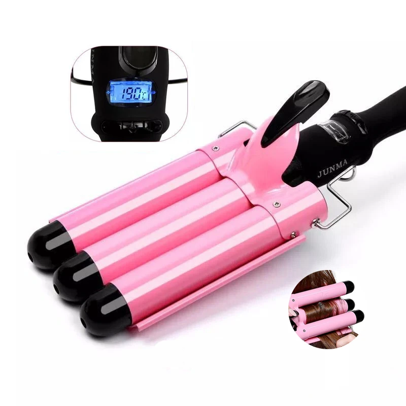 

Korean Egg Roll Automatic 3 Barrel Curling Iron Ceramic Curl Irons Electric Hair Waver LCD Display Hair Curler