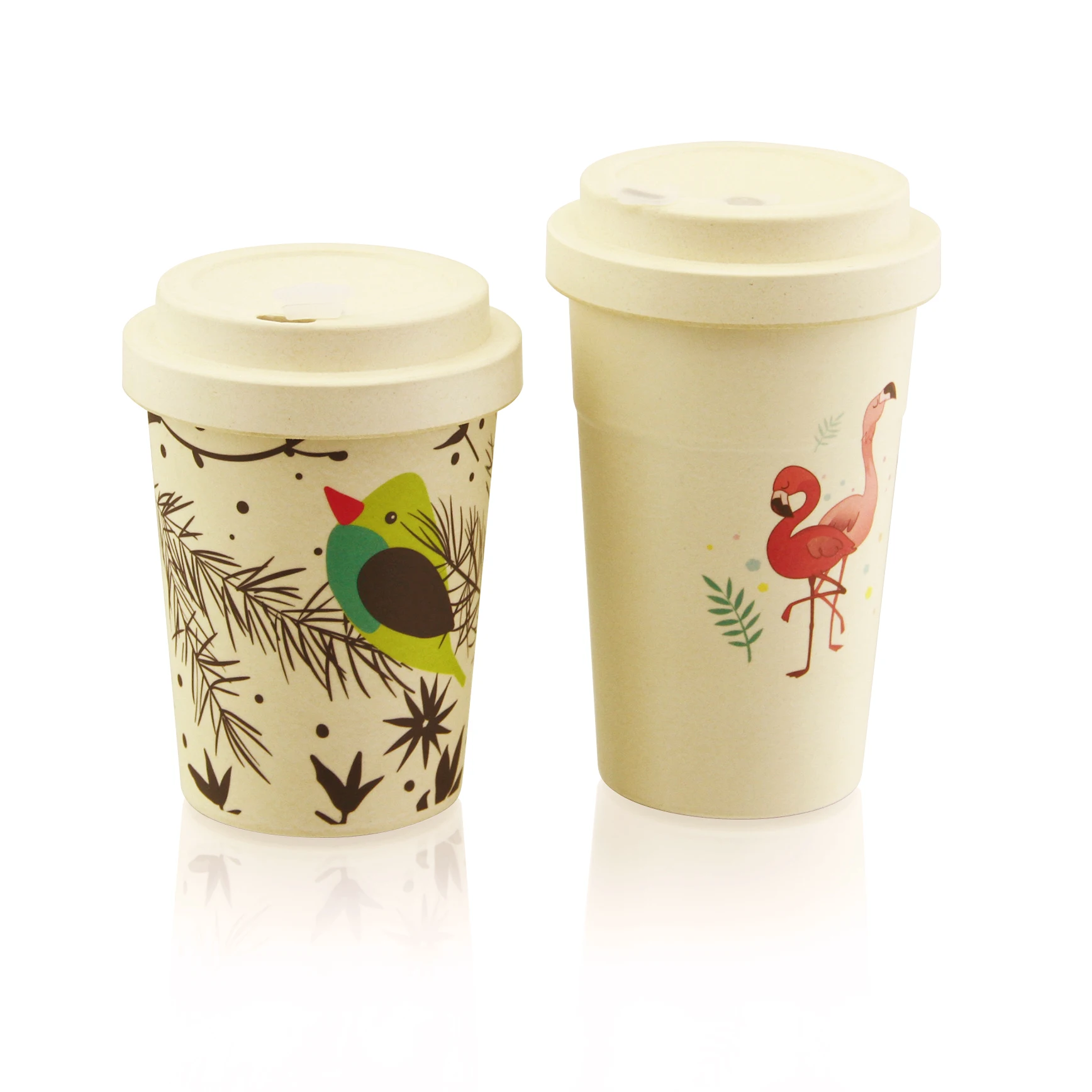 

Reusable Leak-proof Food Grade BPA Free Portable Bamboo Fiber Coffee Travel Mugs Warmer Cups with Logo and Bamboo Lid, Customized color