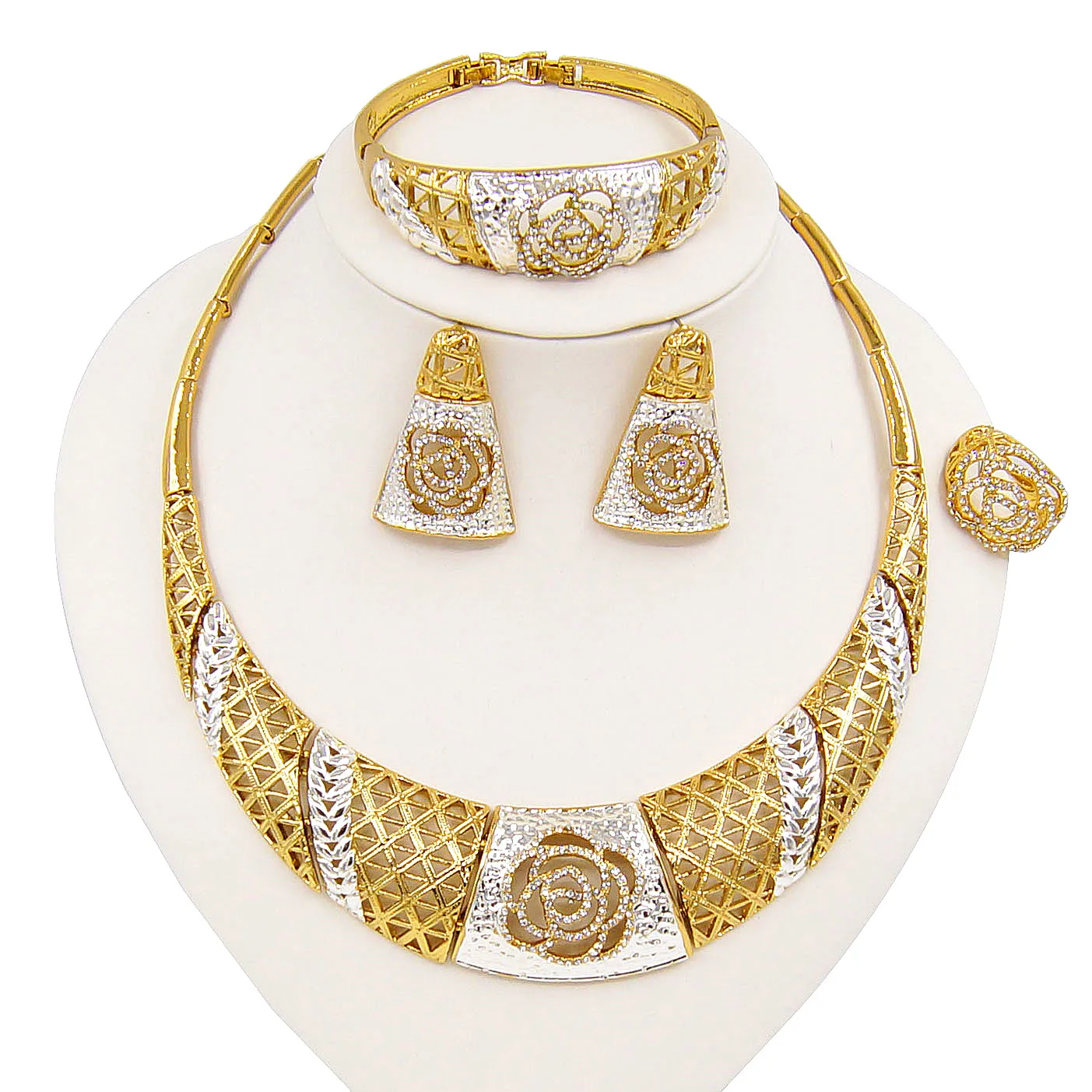 

Hip hop jewelry xo jewelry 18k gold plated wedding jewellery sets earrings xoxo necklace bracelets set for women gifts