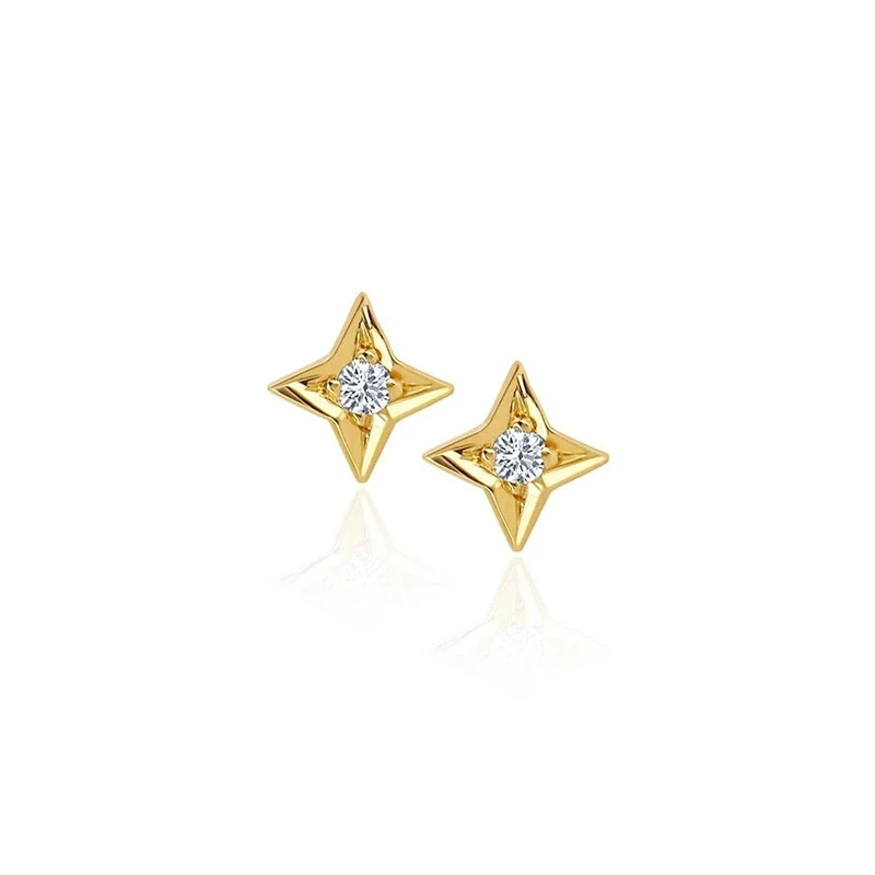 

new fashion jewelry 925 sterling silver star stud earrings with mini zirconia gold plate stud earrings piercing jewelry women