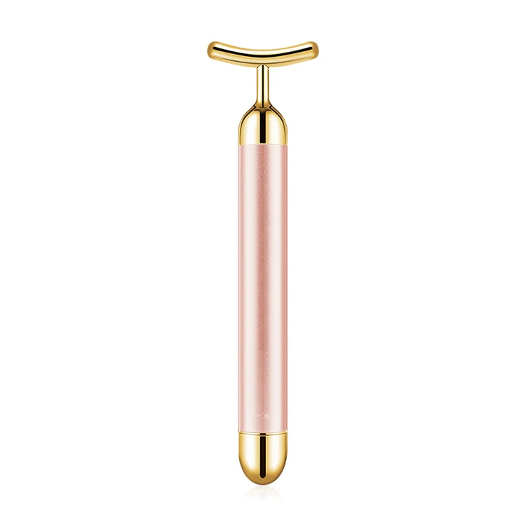 

24k gold beauty bar skin care tighten electric with battery vibration jade roller beauty instrument facial massager