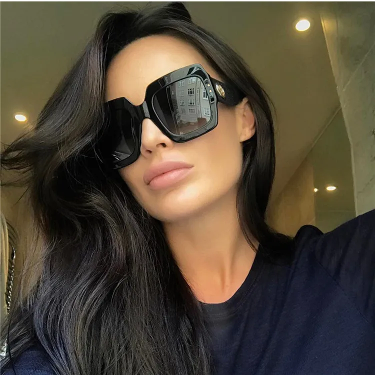 

Oversized big frame sunglasses oem luxury color crystal tide cool women sunglasses