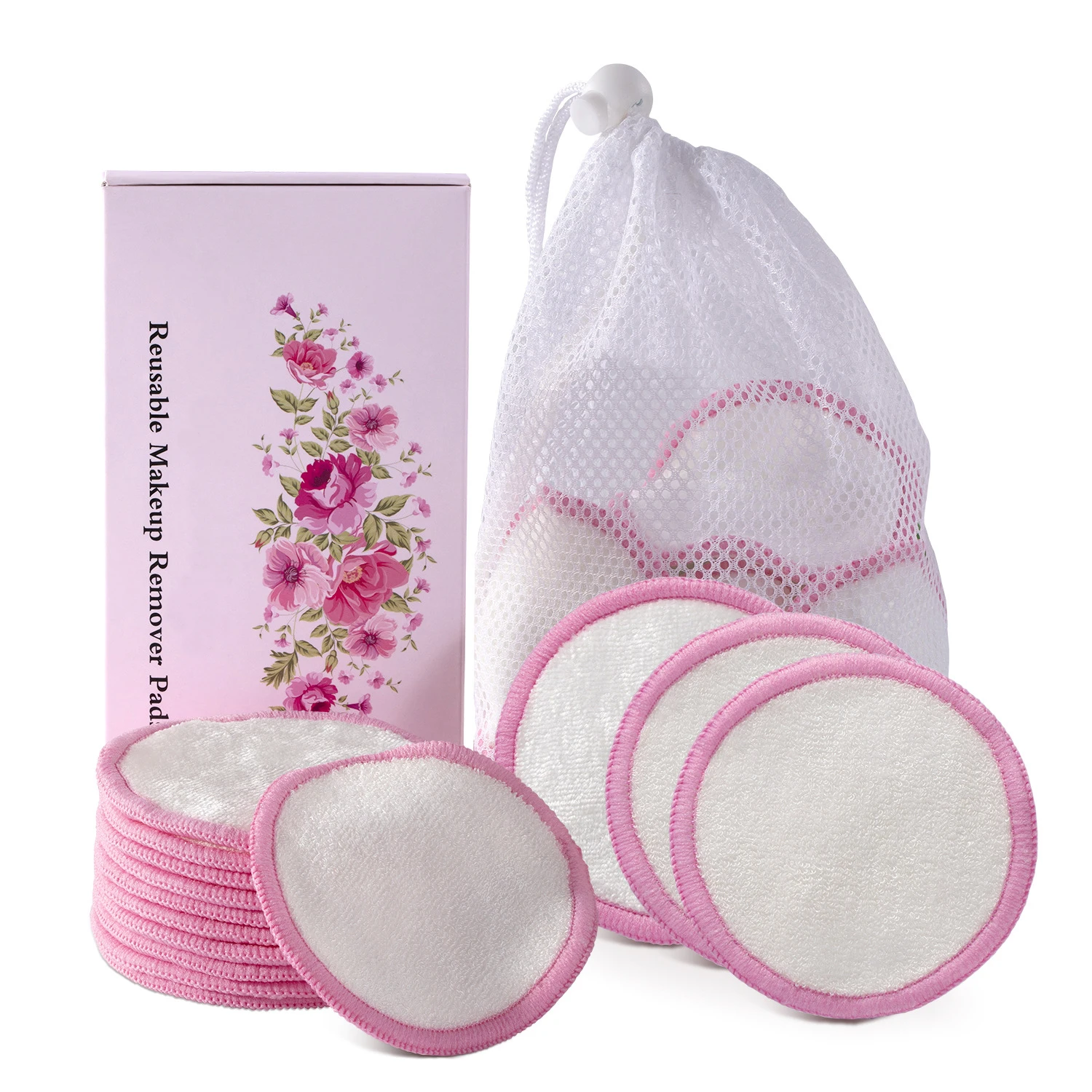 

In Stock New Amazon Hot Sell Bamboo Beauty With Velvet Makeup remover pads, White/blue/yellow/pink, customize color is available