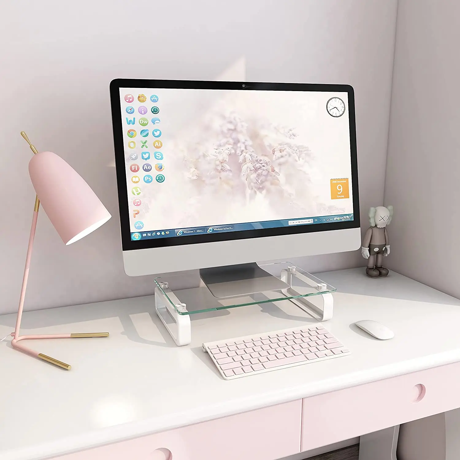 

Glass Computer Stand Electric Monitor Stand Riser Mini Laptop Stand Computer, Optional