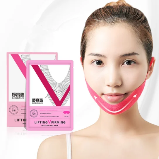 

5Pcs V Shaped Vline Lifting Mask Strap Double Chin Reducer Chin Up Firming Thin Line Chin Collagen skin care face mas Sheet, Pink color