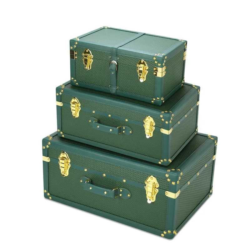 

Sharemore Decorative Suitcase Set of 3 Antique Vintage Luggage Box Home Decor Birthday Parties Wedding Decoration Leather Trunks, Multi