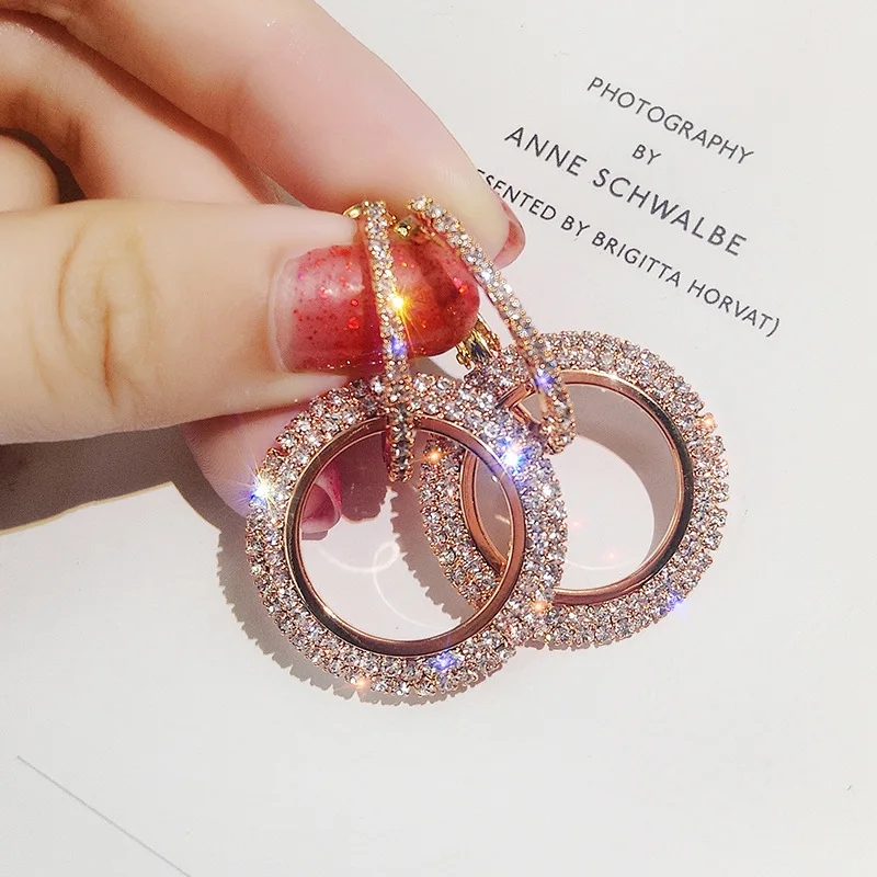 

personality handmade elegant earring new interlocking double hoop circle making charms earrings for women