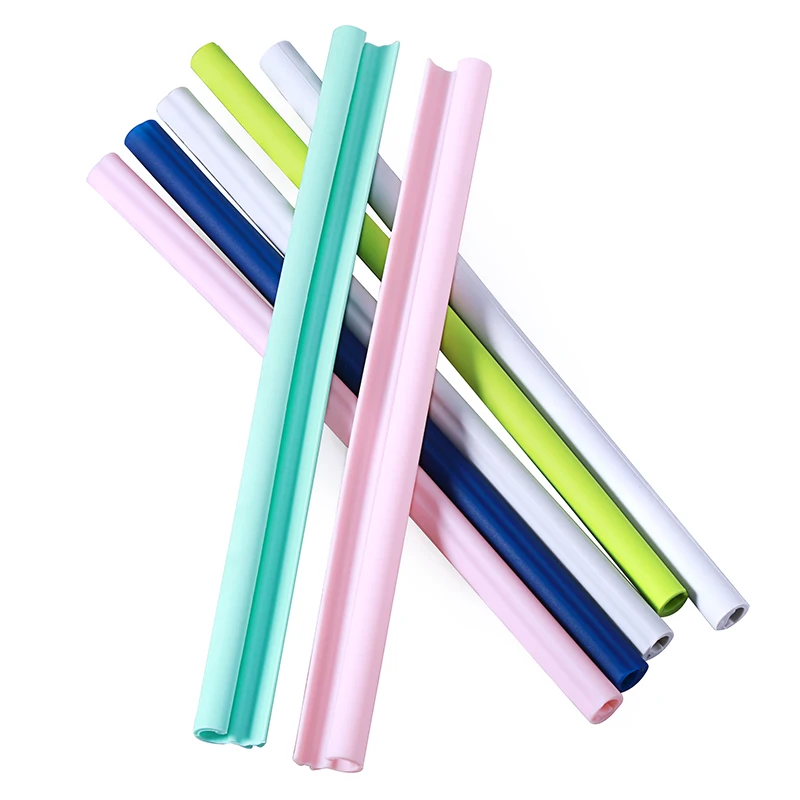 

New Idea Fashion Portable Openable Silicone Straws Reusable Folding Straw Set, Gray,apple green, cyan, quartz pink, deep blue