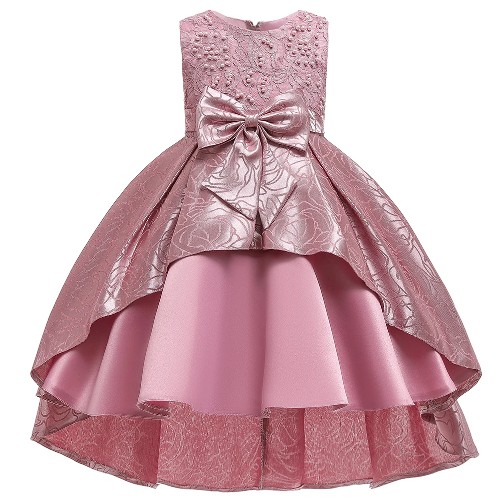 

Wholesale Children Frock Model Kids Luxury Trailing Dress For Girls T5176, Pink,red.peach,champagne