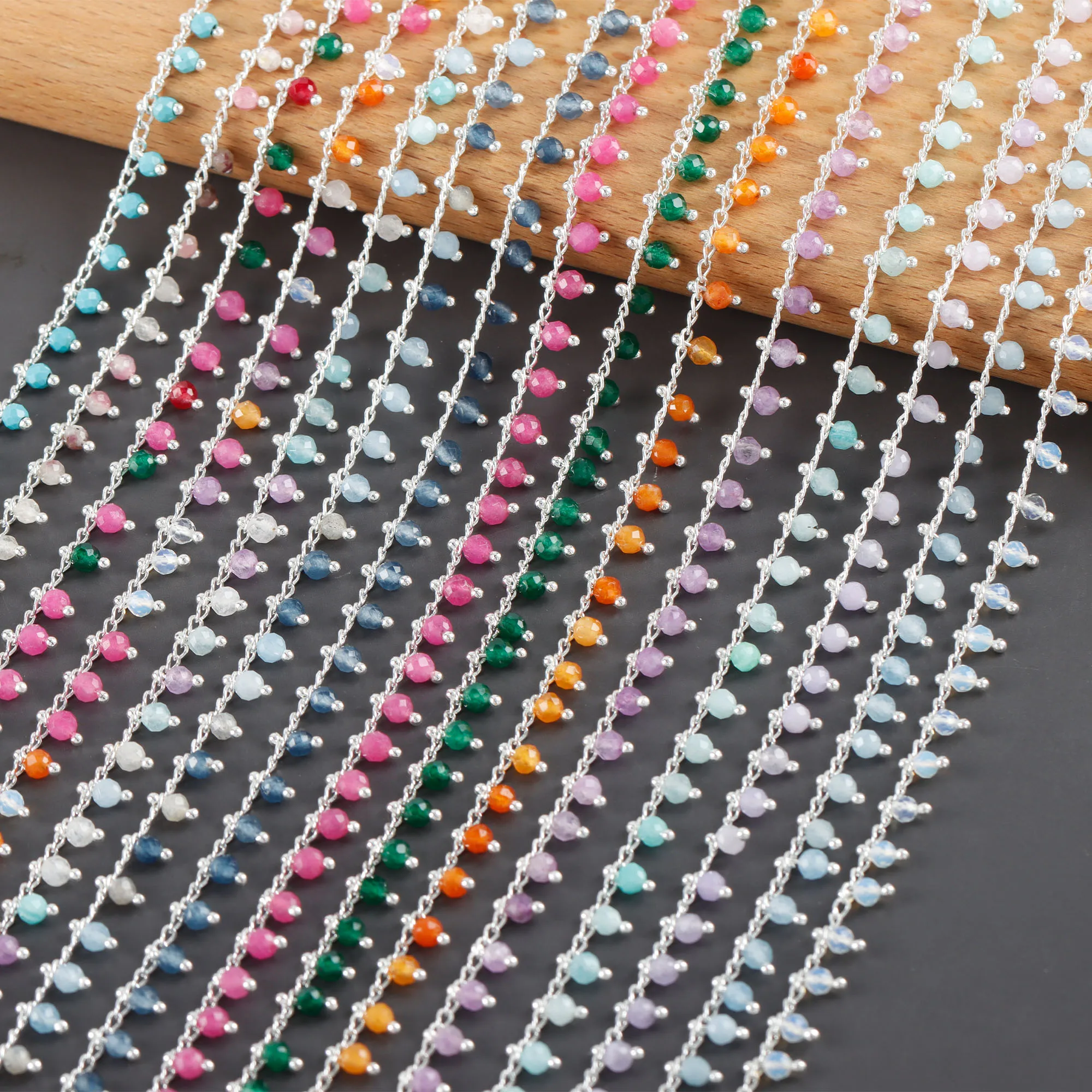 

Colorful Natural Stone Metal Diy Chain Necklace Bracelet For Women Jewelry Making Accessories C240 1m/lot, Picture shown