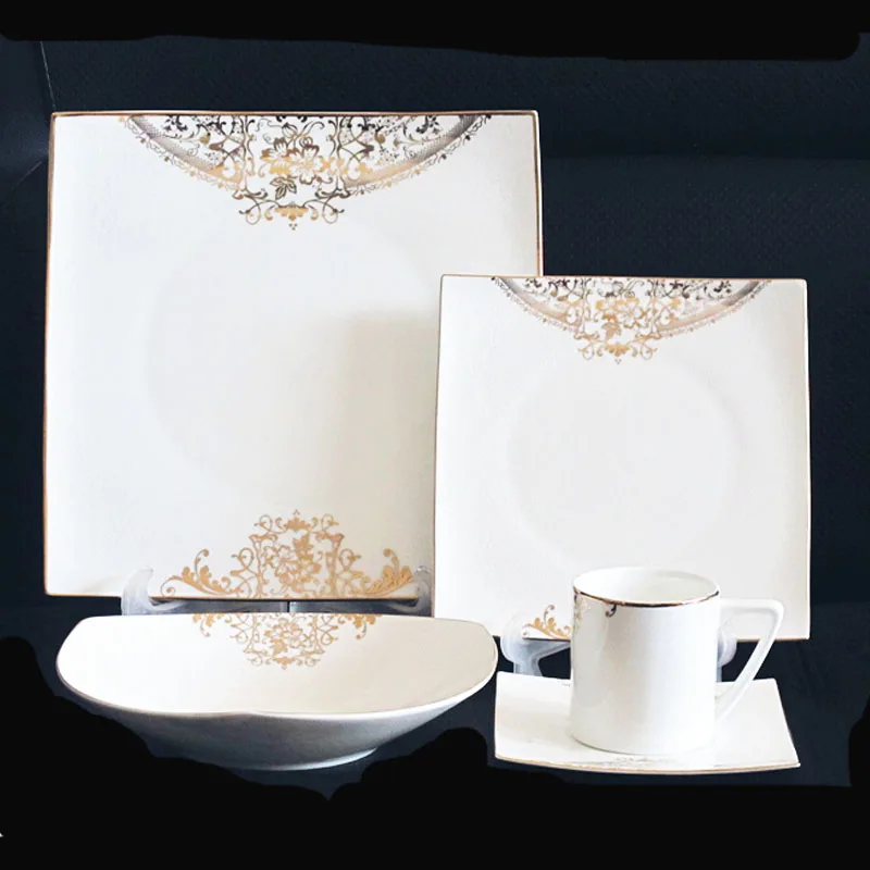 Elegant Dinnerware 16pcs 20pcs Dinner Set Bone China Square Dinner Set