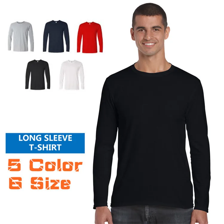 

FREE SHIPPING TO INDIA Cheap 100% cotton adult men blank long sleeve well-fitting screen printing round collar t-shirt