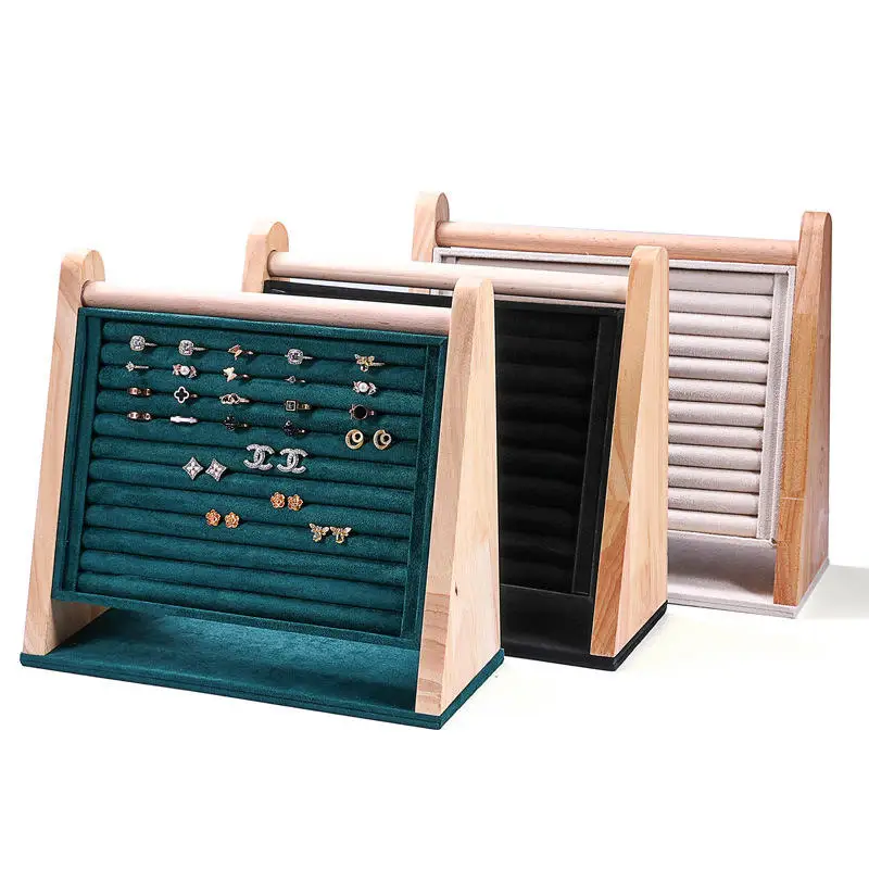 

solid wood ring display rack earring rack storage tray jewelry display
