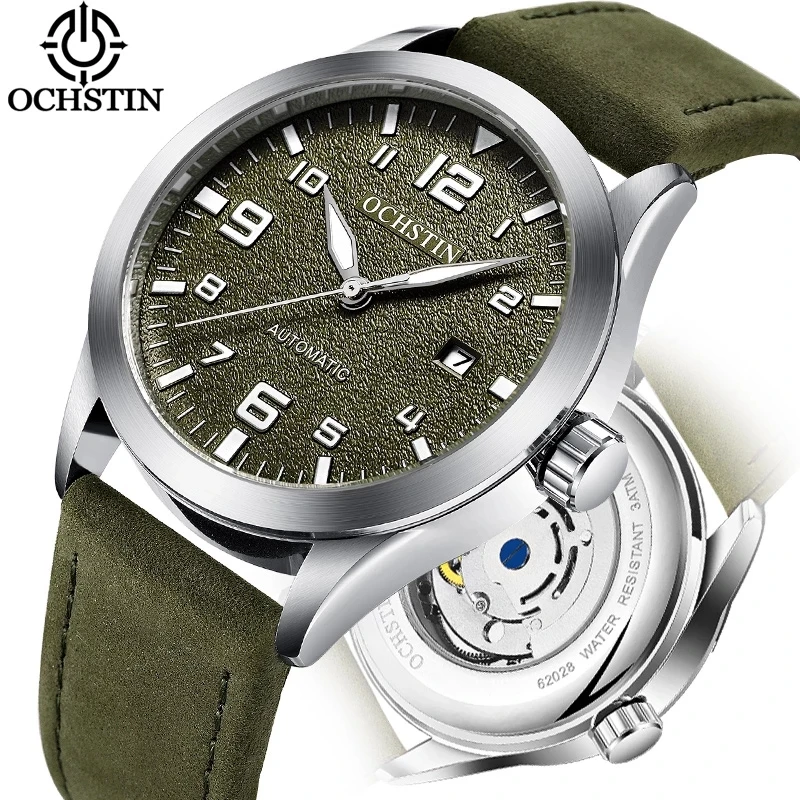 

OCHSTIN 62028 Automatic Watch Mechanical Pilot Wrist Watches For Men Genuine Leather Sport Male Clock Date relogio masculino