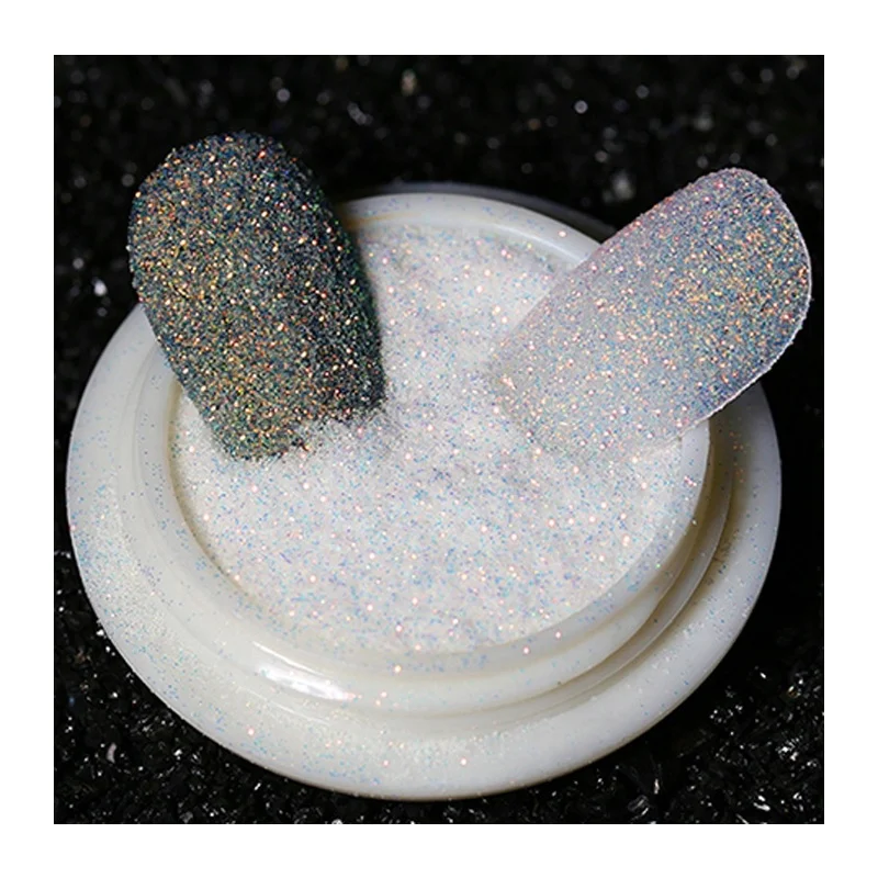 

Wholesale Press On nails For Women Sugar Glitter Holographic Aurora Rainbow Glitter White Effect Nail Art Decoration