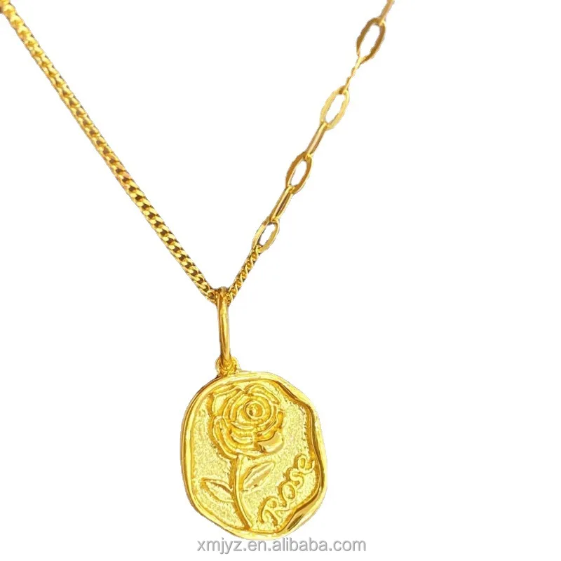 

Certified 5G Gold New Snowflake Necklace Female 999 Pure Gold Set Chain 24K Pure Gold Geometric Necklace