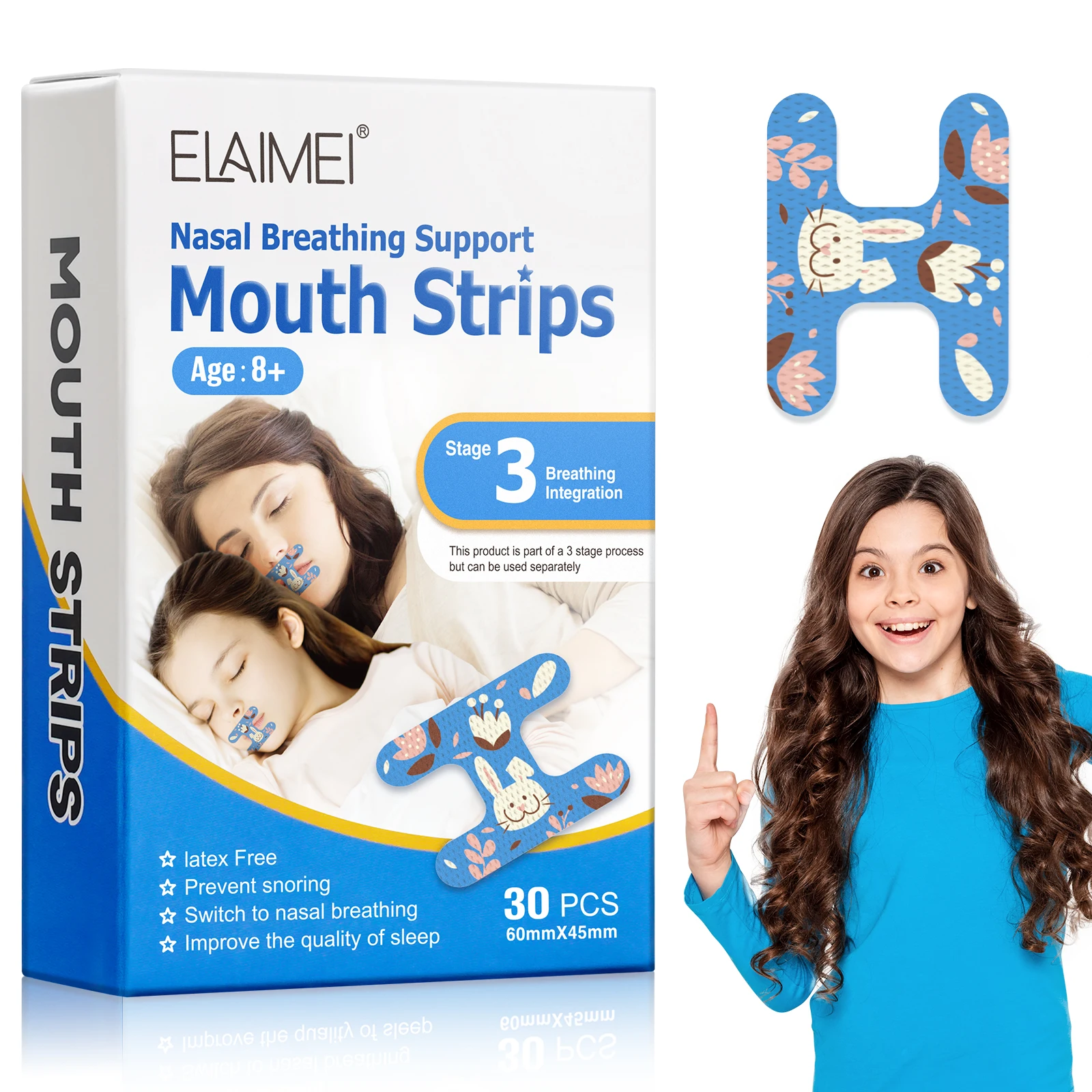 

Kids Sleeping Mouth Tape Avoid Sore Throat Cover Around Lips 30pcs Kids Mouth Strip Tape for Home Use H Shaped