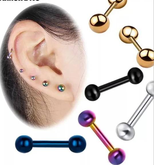 

Helix Tragus Earrings For Women 16g Stainless Steel Iridescent CZ Cartilage Stud Earrings Set Body Piercing For Men