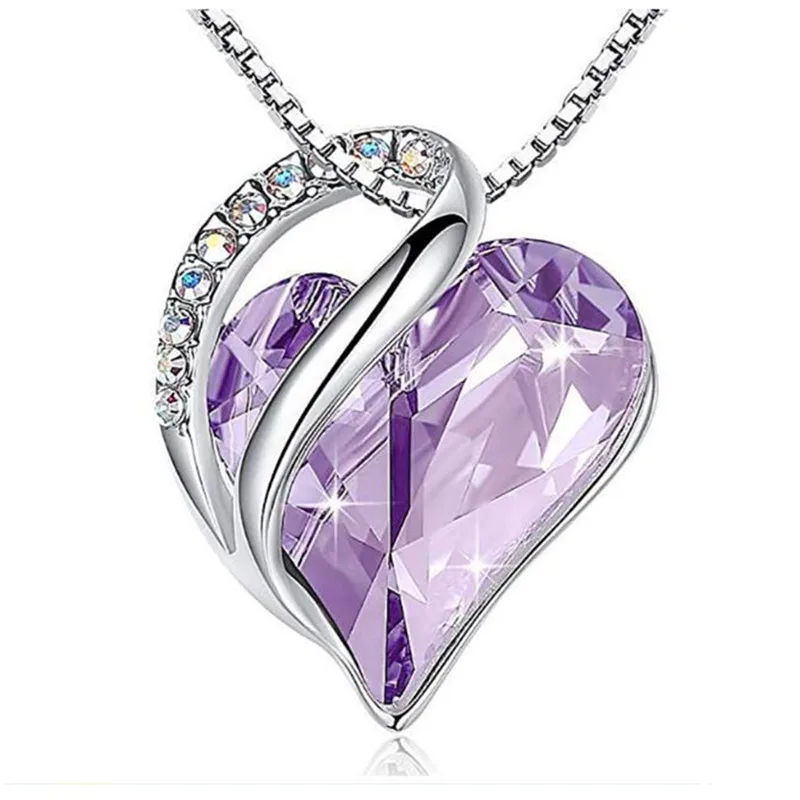 

Fashion december birthstone necklace ocean heart crystal ladies elegant chain