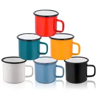 

Different style promotional colorful personalised cheap mini logo printing black white camping coffee custom enamel mug with lid