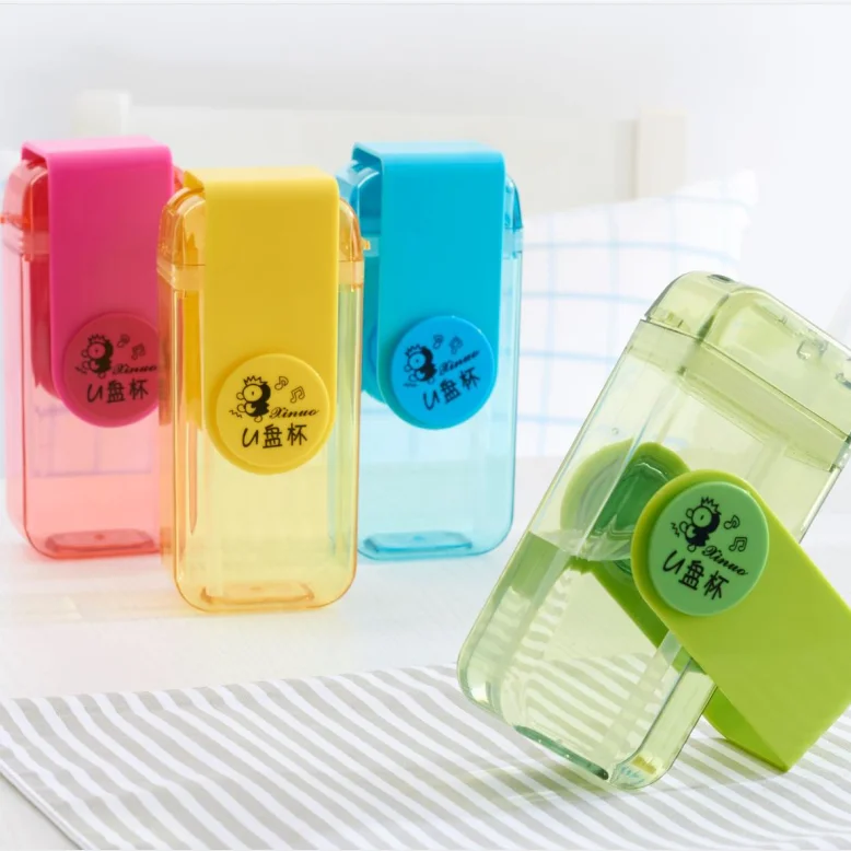 

Transparent Straw Water Cup kids water Cup Plastic Mini Pocket Water Cup