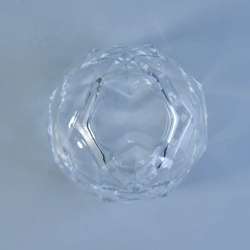 Clear geo cut Glass luxury candle Holder wedding