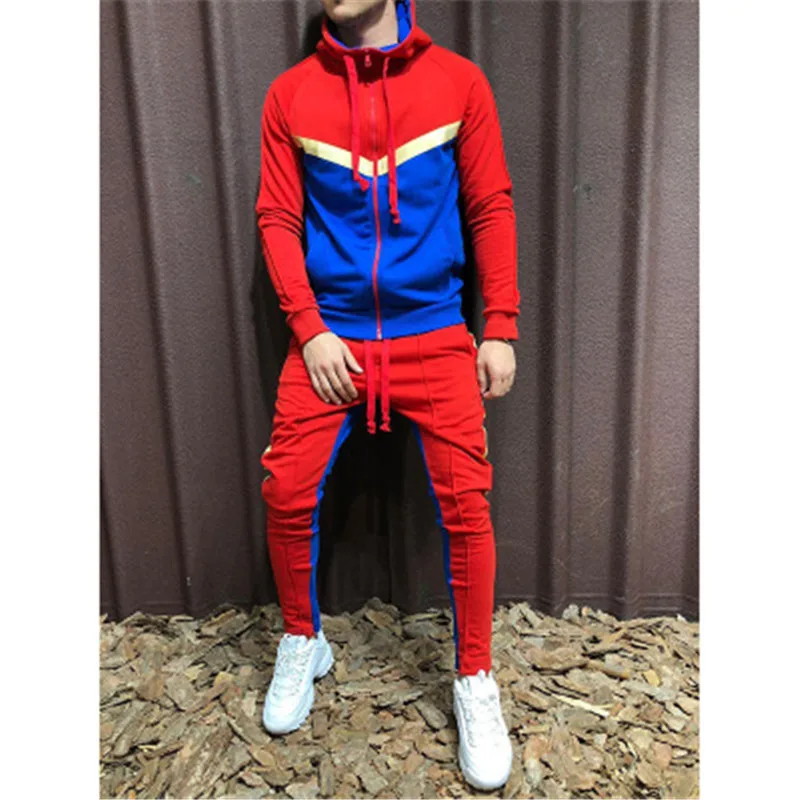 

Classic Men's Autumn Suits Younger Sports New Casual Fashion Clothing Splicing Style Cardigan Hooded sets