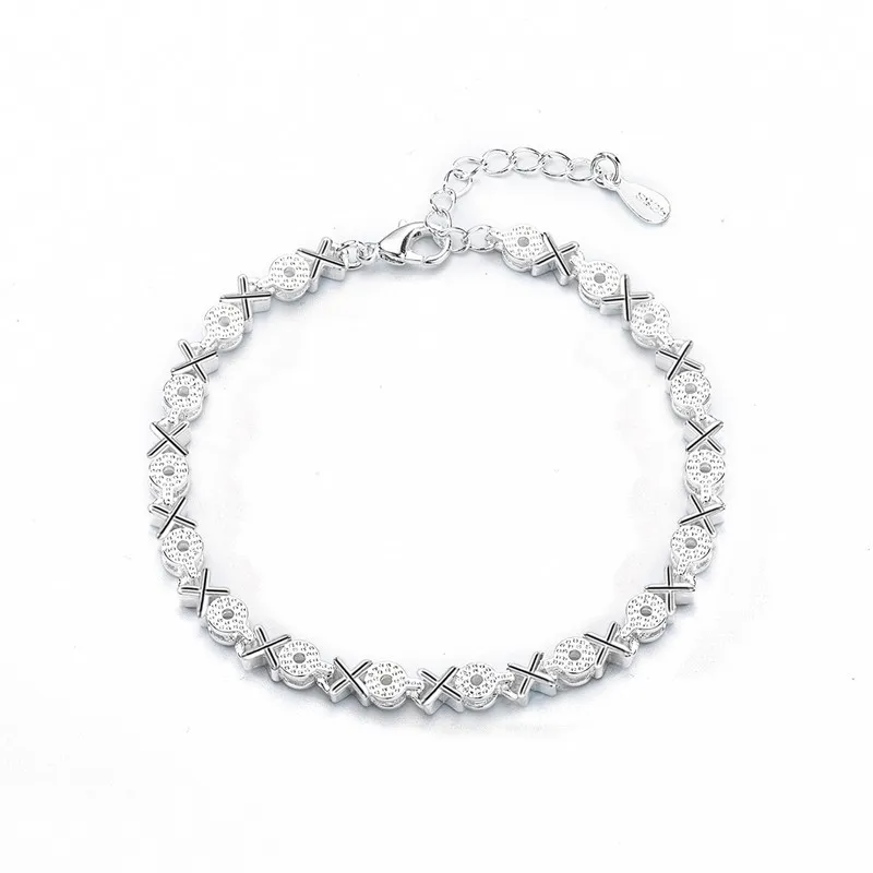 

Dropshipping Sterling Silver Bracelet S925 Tennis Bracelet Sparkling Adjustable Bracelet for Women Girls Alloy Silver Plated