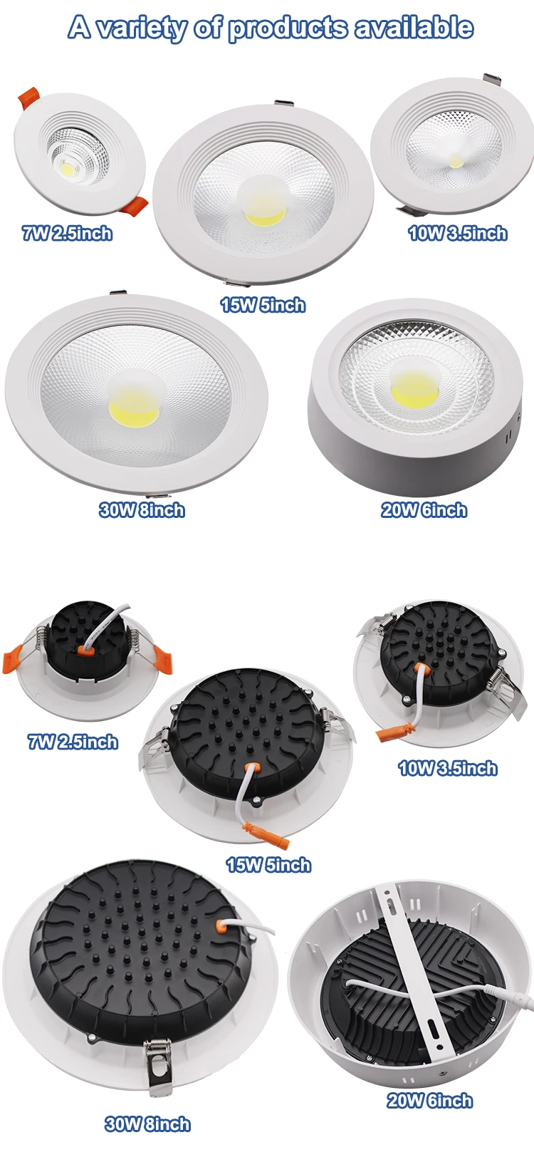 High Quality Ac 110v 220v 5w 7w 9w 12w 15w 18w Cob Led Downlight ...