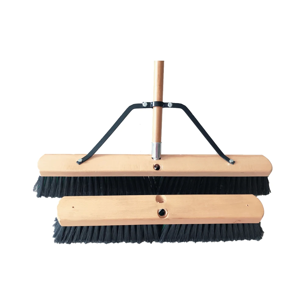 Custom Heavyduty Wooden Plastic Head Push Broom For Sweeping Outdoor