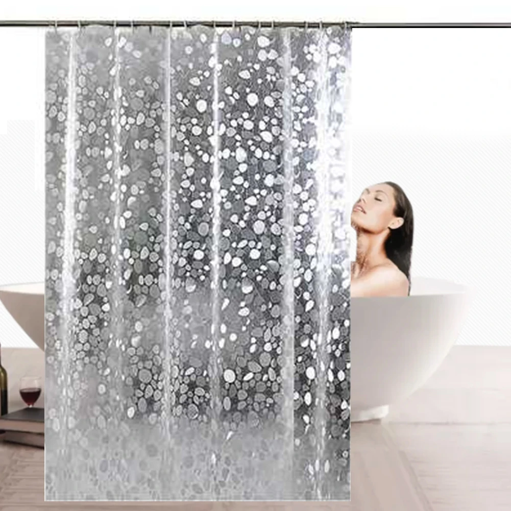 

Free Shipping 2.2x1.8m Frosted Shower Curtain Liner Transparent Waterproof Bathroom Curtains 3D Stone PVC Bathtub Bath Screens