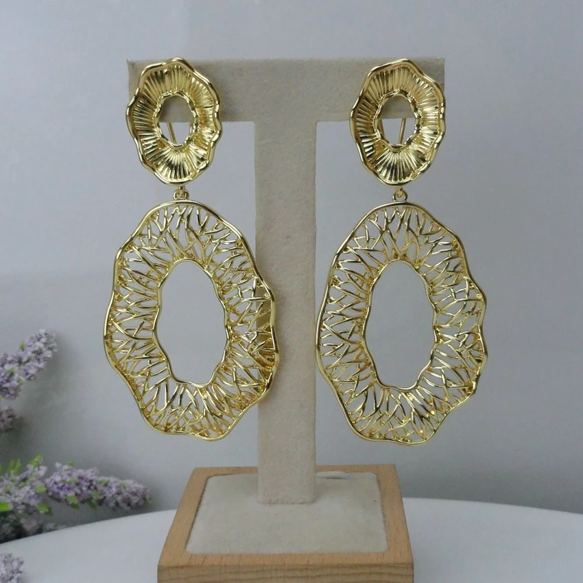 

Yuminglai Goldplate Jewelry Lady Earing Big Dangle Earrings FHK9590, Any color you want