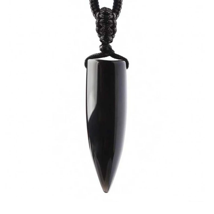 

YN001 Black Obsidian Natural Stone Pendant Crystal Pillar Necklace Lucky Evil Spirits Transport Women Men hip hop jewelry