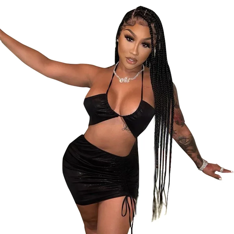 

2021 new arrival 2021 new arrival summer women's dress halter neck sleeveless no backpack hip pleated skirt suit