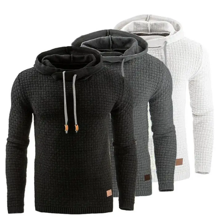 

New Men's Jacquard Long Sleeve Hooded Sweatshirt Jacket breathable men sport hoodies