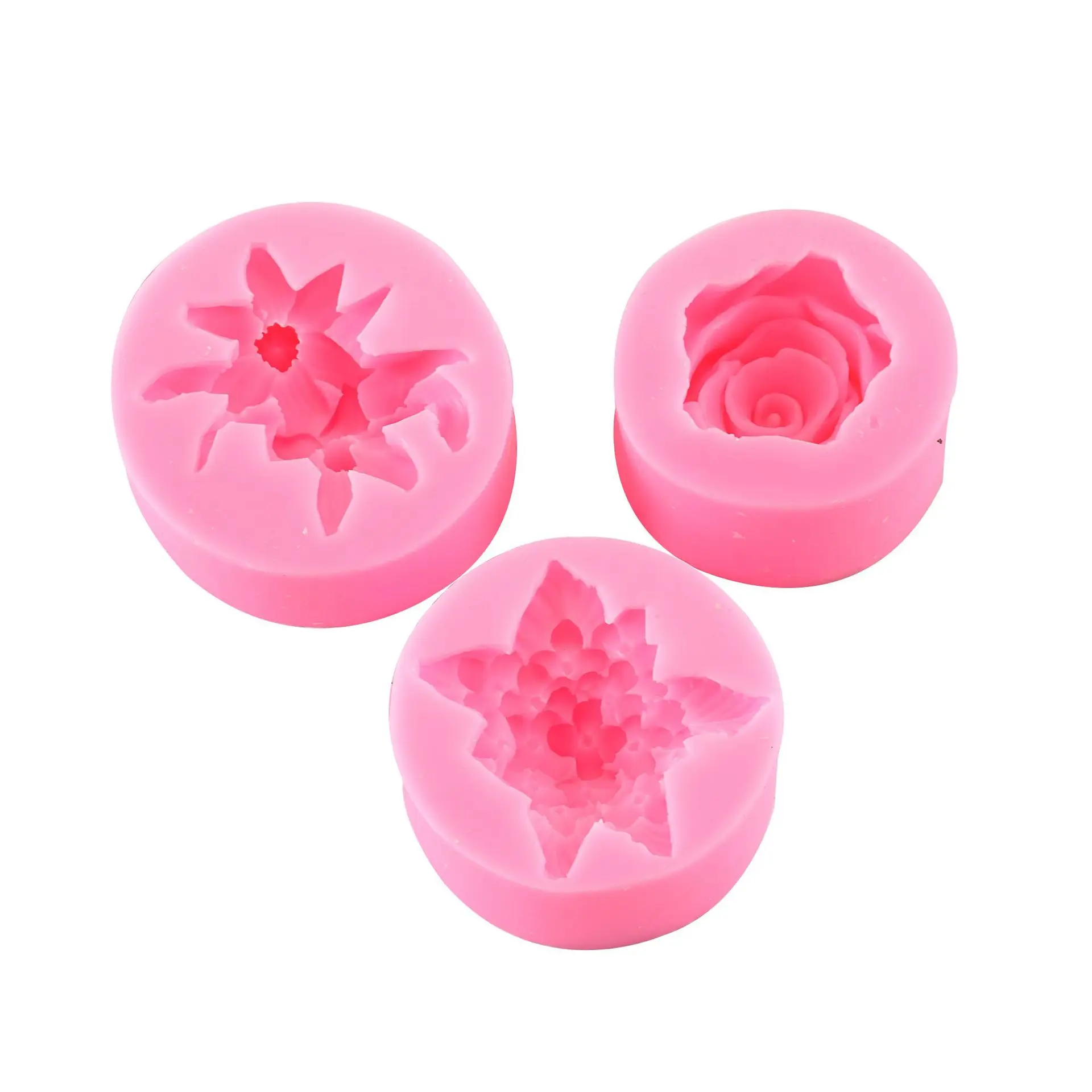 

Lily Clove Rose Fondant Silicone Mold Gypsum Cake Decorating Mold DIY Chocolate Baking Tools, As picture