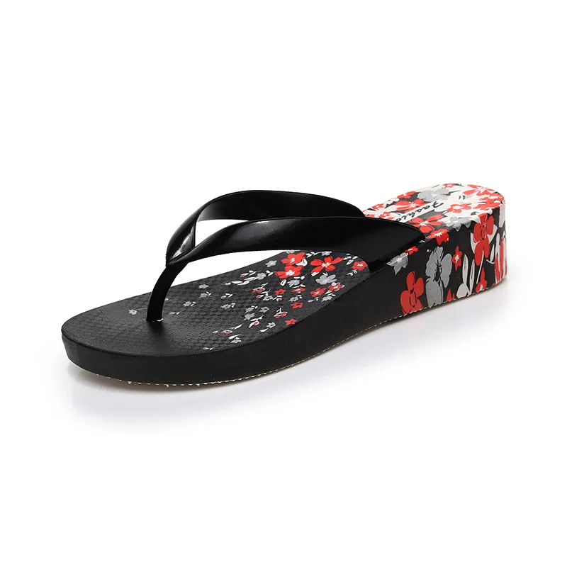 

Hot sale women Printed wedge filp flops high heel slippers, Any available