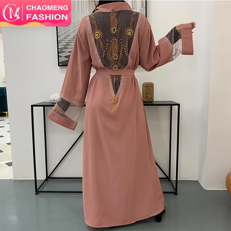 

1824# Ramadan Eid Mubarak Abaya Dubai Femme Luxury Gold Rhinestones Muslim Dress Abayas Women Kaftan Islamic African Dashiki, Maroon,navy, pink,black/customized