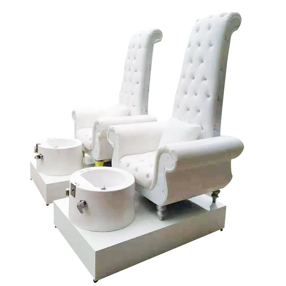 

Used Electric Spa foot Massage Base high back SAP pedicure chair with basin and drawer, White