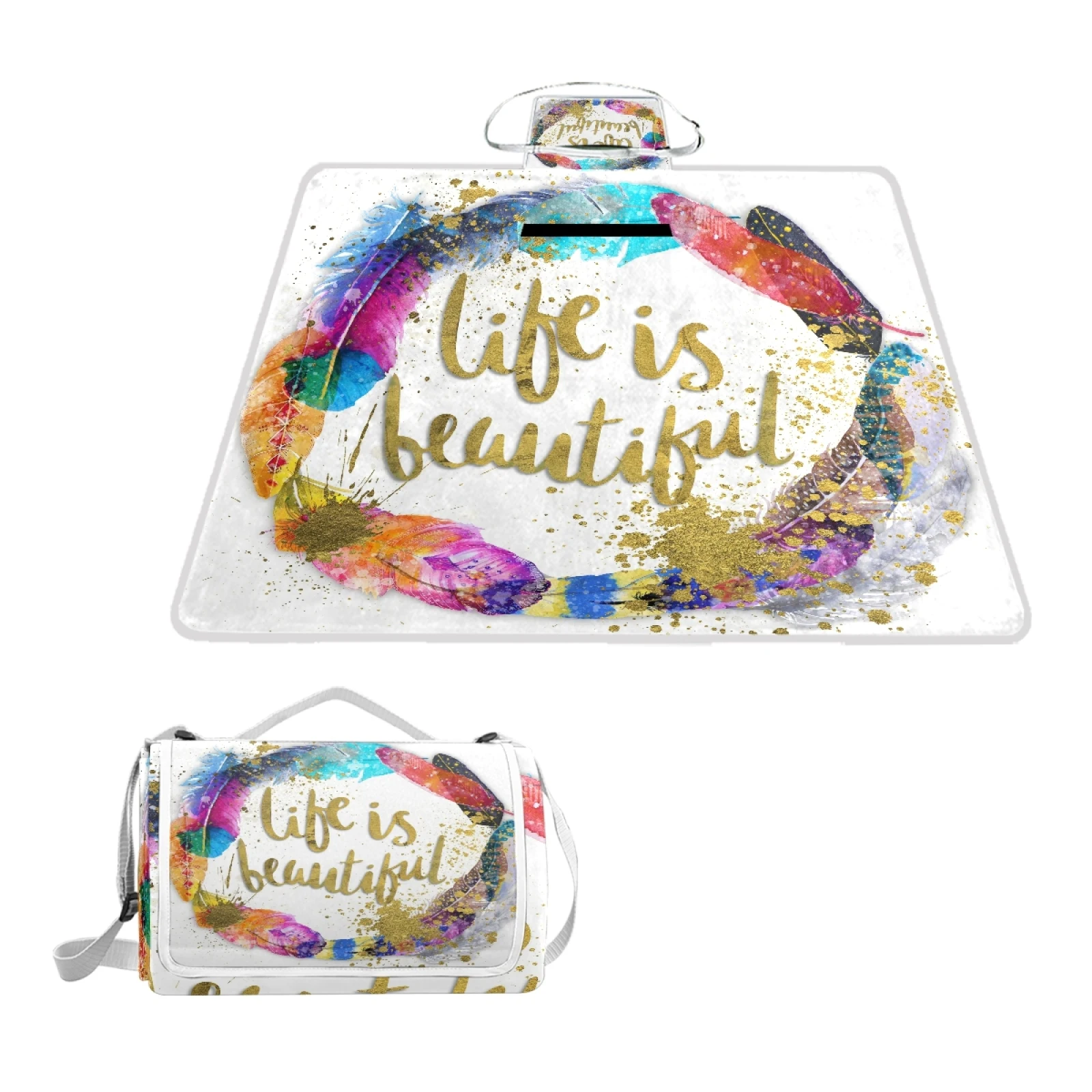 

MOQ 2pcs Custom Colourful Printed Waterproof Foldable Picnic Camping beach mat