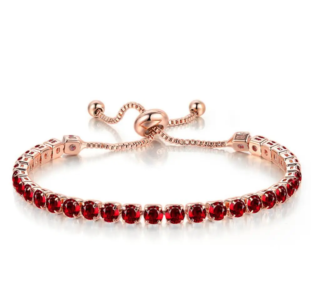 

Fashion zircon copper birthday stone adjustable cuban link women anklet bracelet