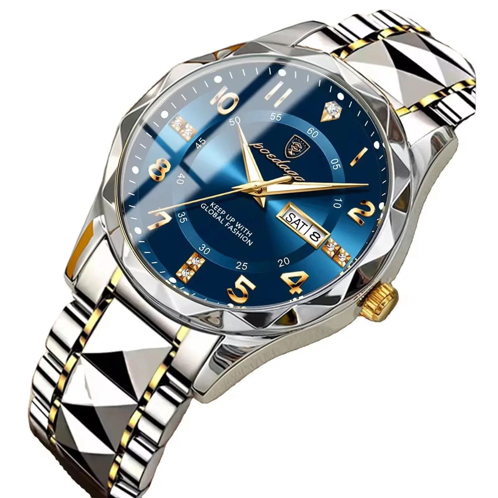 POEDAGAR 858 New Luxury Men Quartz Watch Waterproof Date Week Luminous Wristwatch Stainless Steel Men's Watches Reloj