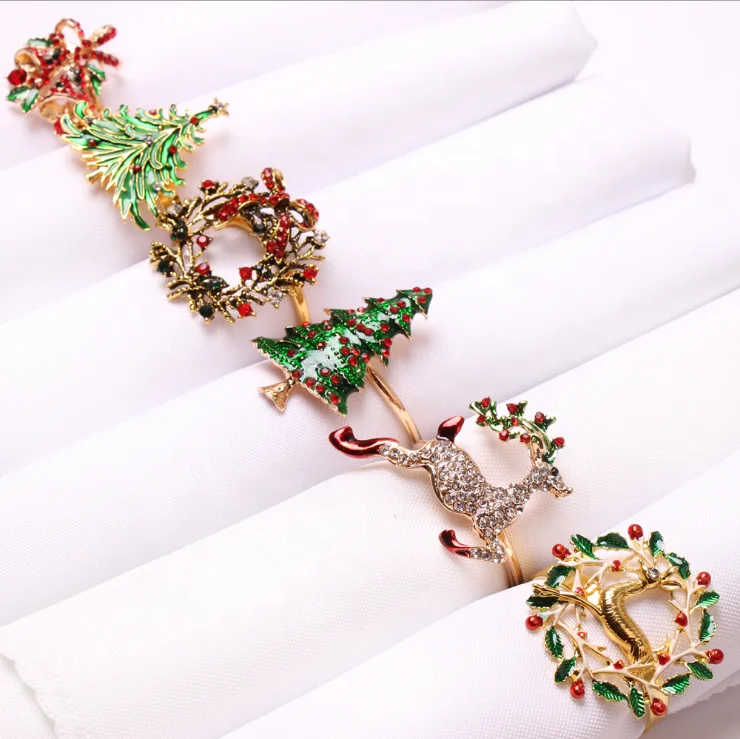 

UNIQ Wholesale Christmas Wreath Napkin Rings Napkin Holder Rings for Holiday Party Dinner Wedding Banquet Dinning Table Settings