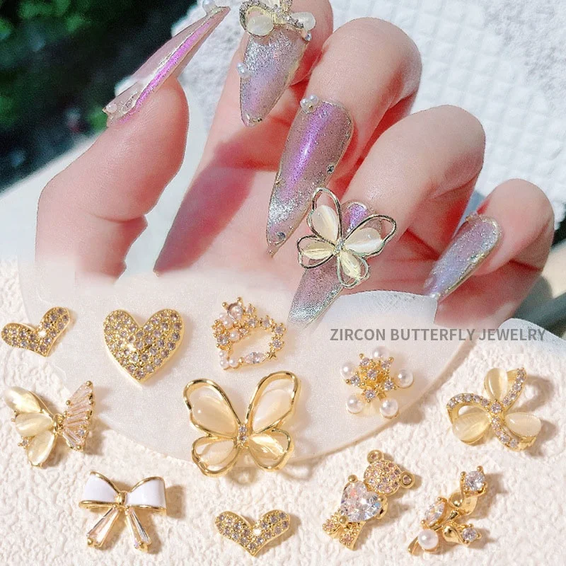 

Paso Sico New Japanese Manicure Cart Eye Butterfly Heart Kawaii Cute Zircon Bear DIY Nail Art Decorative Diamond Charms