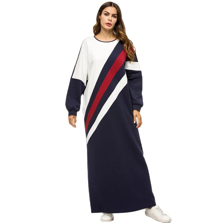 

Plus size sportswear muslim women thick fleece women casual dress