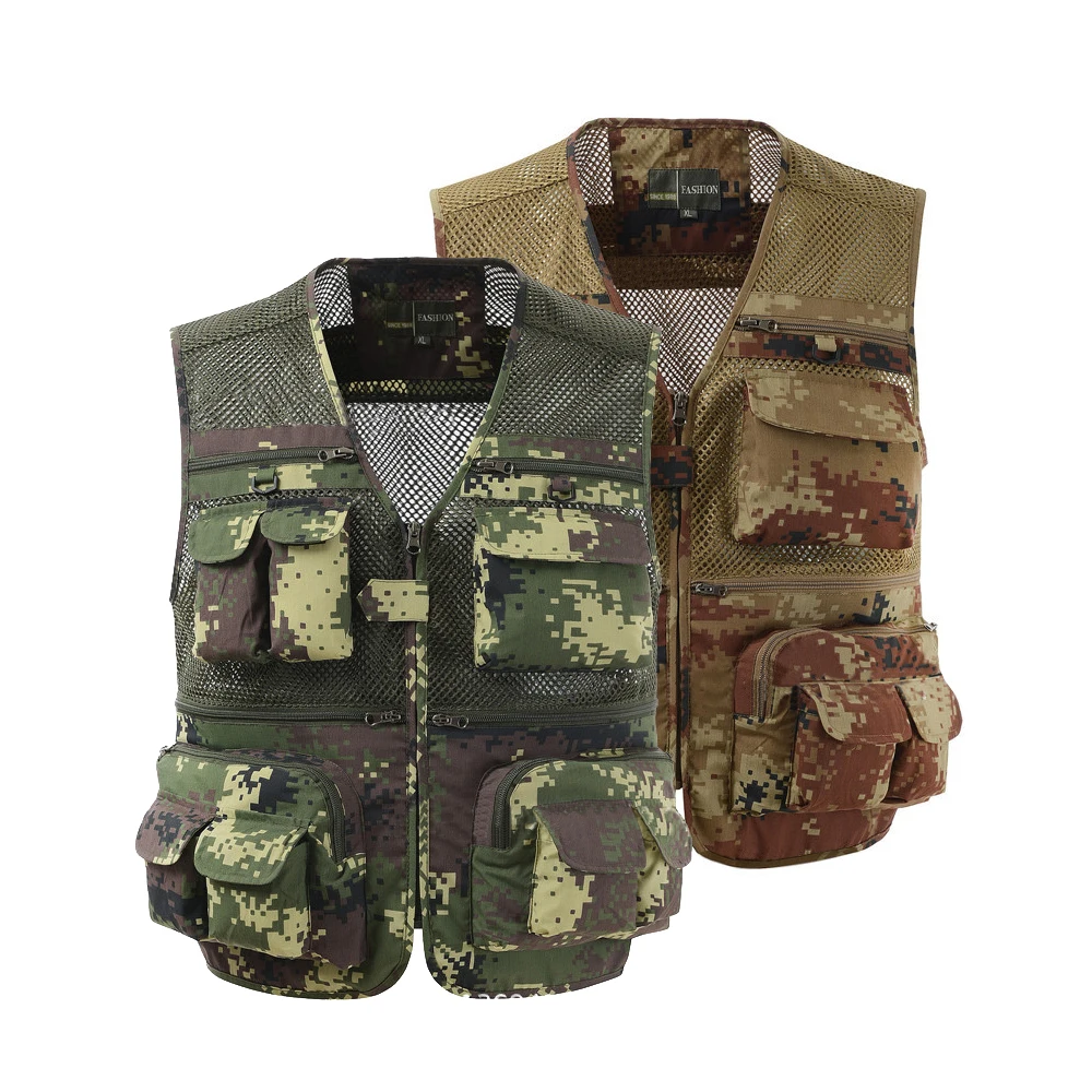 

Men's multi pockets Cargo vest for climbing shooting photography Hooking fisherman Journalist Fishing Vest Waistcoat