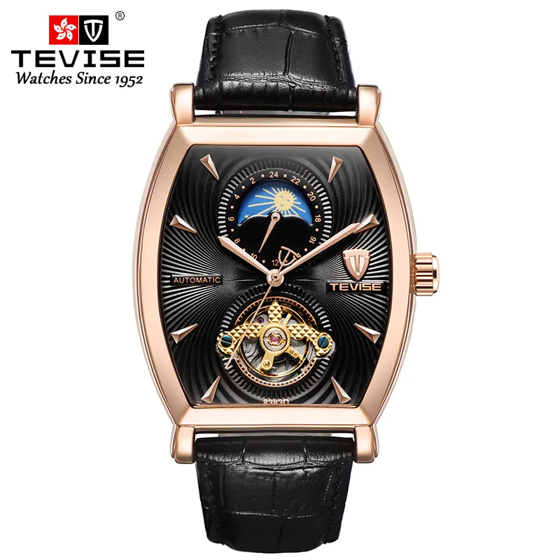 

Fashion Genuine Leather 3ATM Waterproof Watch Tourbillon Movement Men Wristwatch Relojes, Optional