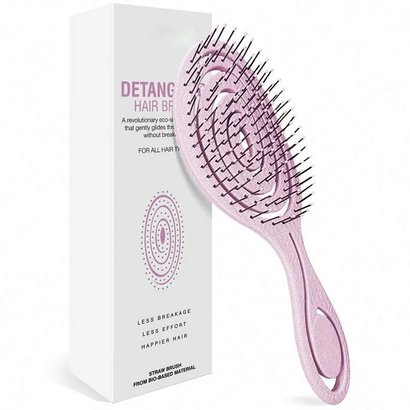 

Black Carbon Detangling Brush For Women Portable Abs Pink Hair Detangle Handle Massage Comb 3 Pcs Custom Logo Wet Care